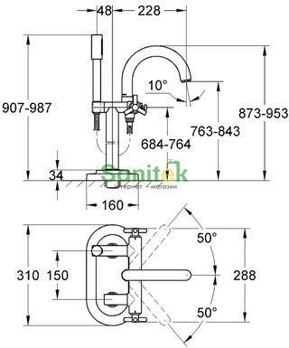 Смеситель для ванны Grohe Atrio Ypsilon 25044000 напольный (хром) 56413 фото