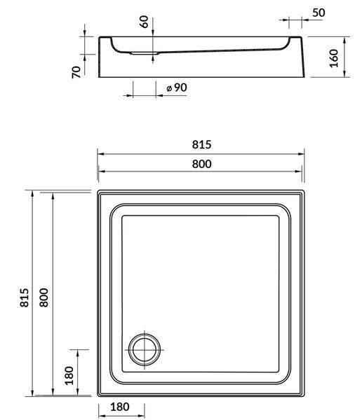 Душевой поддон Cersanit Tako 80x80x16 (S204-011) квадратный 493747 фото