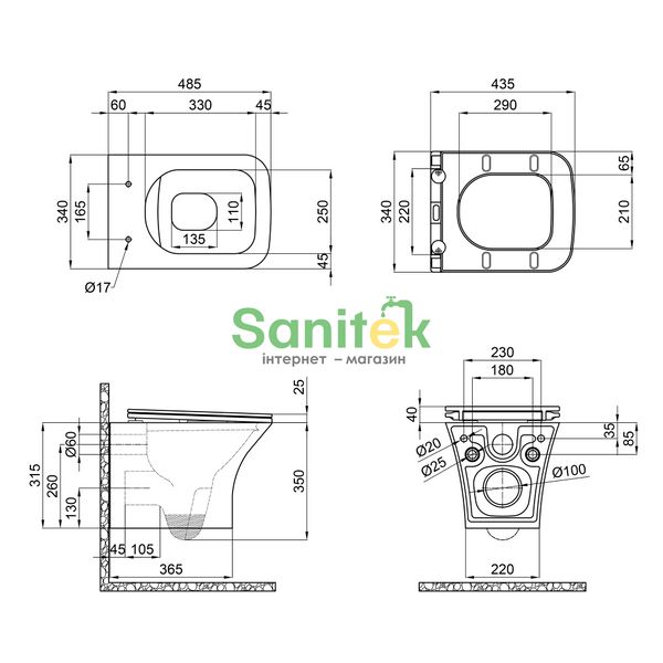 Унитаз подвесной Qtap Presto Rimless (QT24332615EW) с сиденьем Slim Soft-close 492585 фото