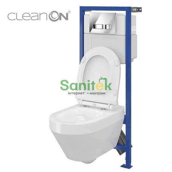 Комплект інсталяції Cersanit Hi-tec 5 в 1 з унітазом Crea Clean On з сидінням Слим Soft Closing 271687 фото