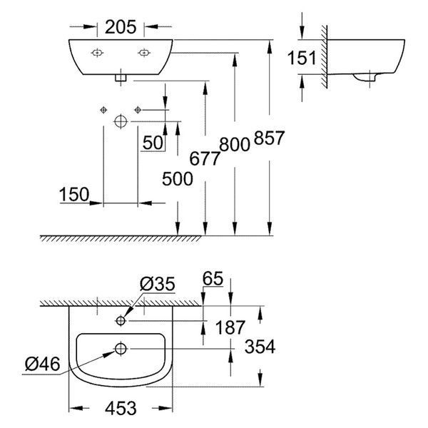 Умивальник Grohe Bau Ceramic 45х35 см 39424000 239792 фото