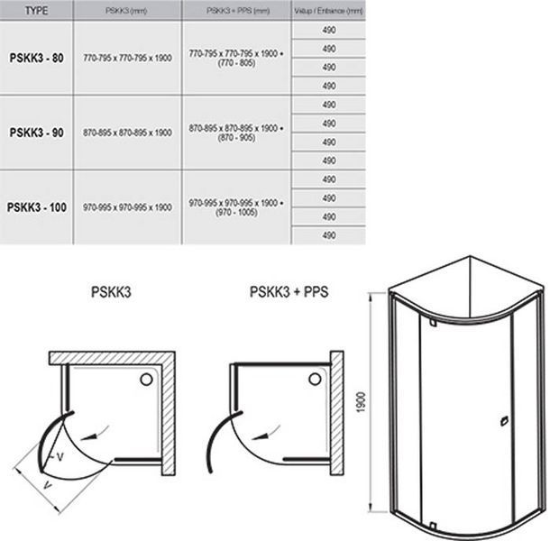 Душова кабіна Ravak Pivot PSKK3-100x100 (376AA100Z1) білий профіль/хром/скло Transparent 151954 фото