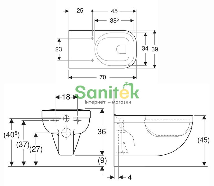 Унітаз підвісний Geberit Selnova Comfort Square 500.792.01.7 696397 фото