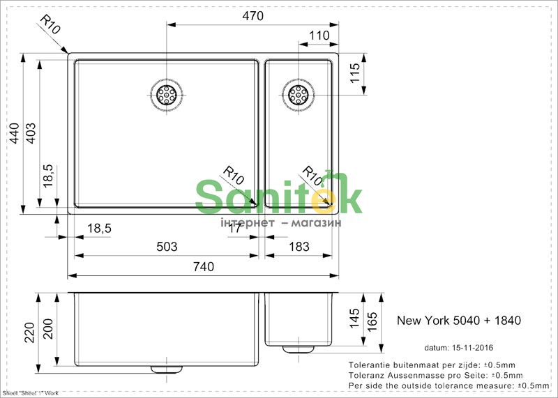Кухонная мойка Reginox New York 50x40+18x40 IFU (полированная) левая 271027 фото