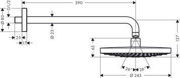 Верхній душ Hansgrohe Raindance Select S 240 2jet 26466000 з тримачем (хром) 139965 фото