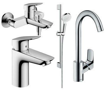Набор смесителей для ванной комнаты Hansgrohe Logis 100 20200004 (71400000+71104000+26534400+71835000) хром 386058 фото
