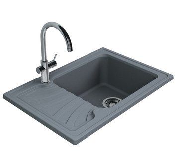 Гранітна мийка Fancy Marble Filadelfia 103060013 (сіра) 503959 фото