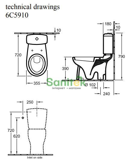 Унитаз для бачка Villeroy&Boch Omnia Pro 6C5901R1 вертикальный выпуск (белый альпин ceramicplus) 158049 фото