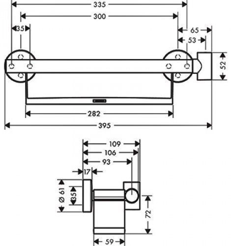 Поручень для ванної кімнати Hansgrohe 26328400 (хром/білий) 135743 фото