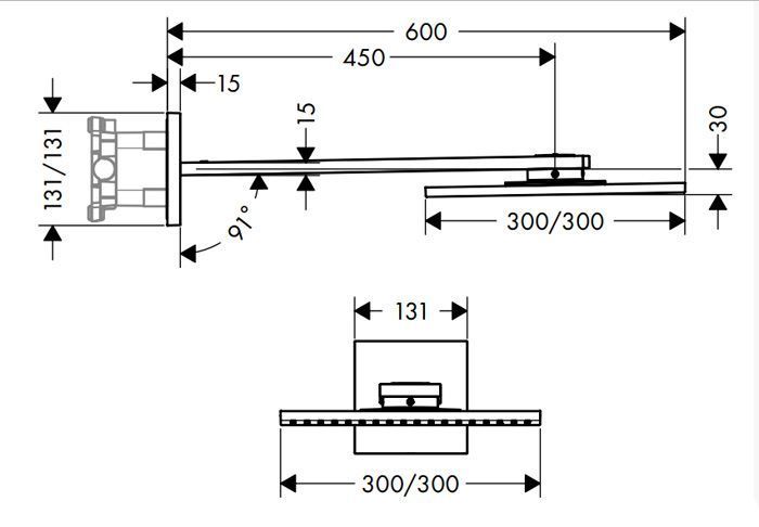 Верхний душ Axor OHS 300/300 мм с держателем 35318000 265058 фото