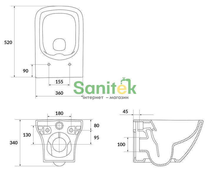 Унитаз подвесной Cersanit Larga Clean On (В573) S701-609 с сиденьем Slim Soft Close (дюропласт) белый матовый 955603 фото