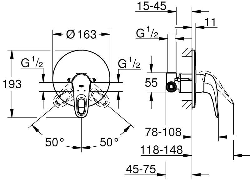 Смеситель для душа Grohe Eurostyle New 33635003 скрытого монтажа (хром) 134548 фото