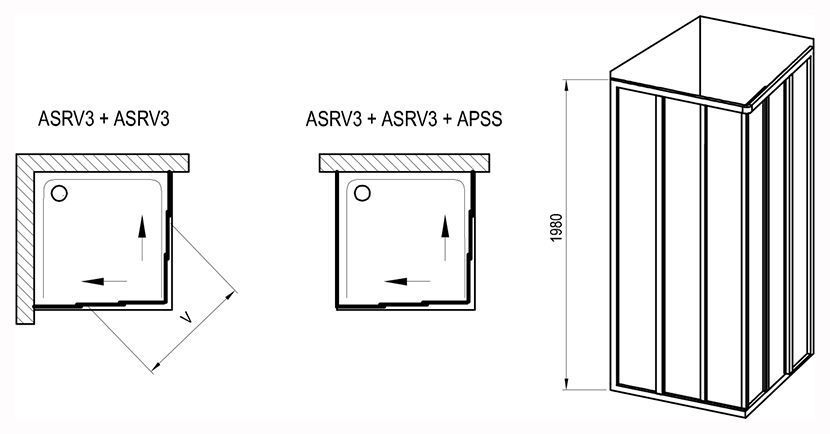 Душові двері Ravak Supernova ASRV3-90 198 (15V703R211) чорний профіль/полістирол Pearl 435633 фото