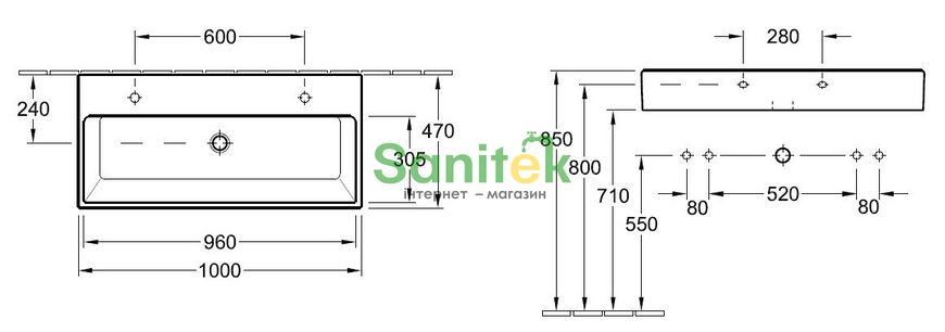 Умывальник Villeroy&Boch Memento 100x47 см (5133AG01) 158463 фото