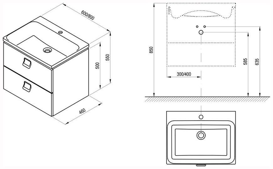 Тумба с умывальником Ravak Comfort SD 800 X000001378+XJX01280001 (белый/белый) 826370 фото
