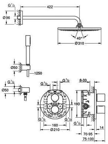 Душевая система Grohe Grohtherm 3000 Cosmopolitan 34630000 с термостатом (хром) 136307 фото