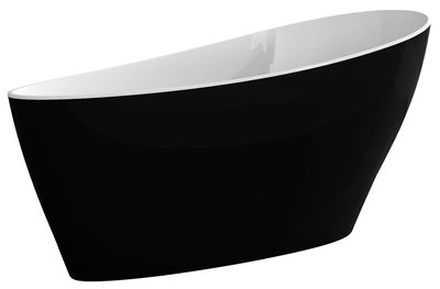 Ванна акриловая Besco Keya 165x70 (WAM-165-KBW) отдельностоящая с сифоном Click-Claсk (чёрный/белый) 682718 фото