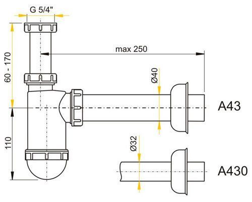 Напівсифон для умивальника Alcaplast A430 72332 фото