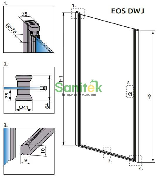 Душові двері Radaway Eos DWJ 100 (37923-01-01N) профіль хром/скло прозоре 209456 фото