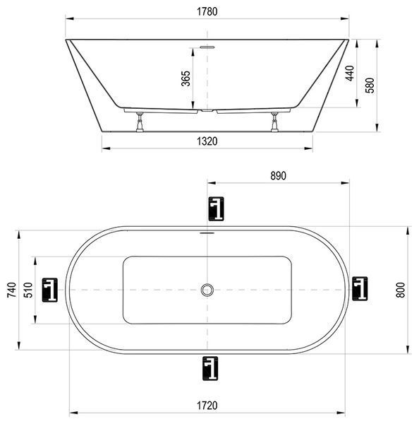 Ванна акриловая Ravak Solo 178x80 (XC00100025) отдельностоящая (крышка перелива и слива: хром) 273150 фото