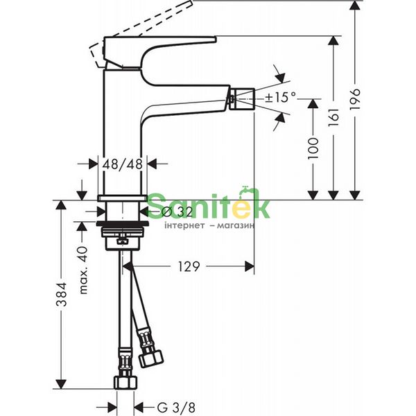 Смеситель для биде Hansgrohe Metropol 32520140 (бронза) 304658 фото