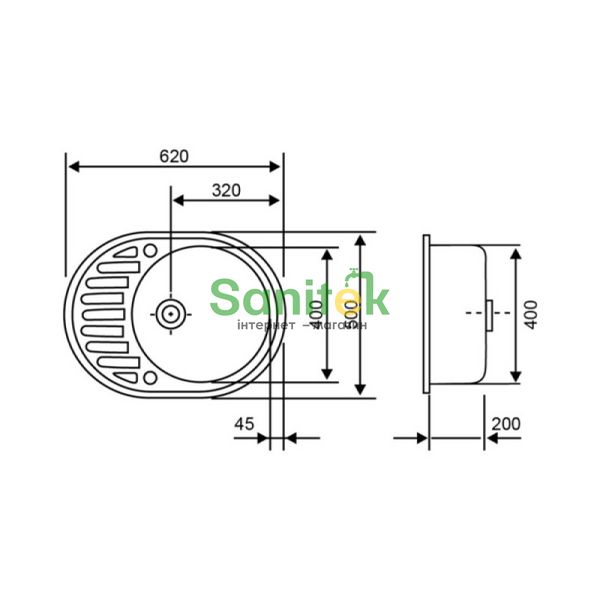 Гранітна мийка Lidz 620x500/200 MAR-07 (LIDZMAR07620500200) Marble 374536 фото