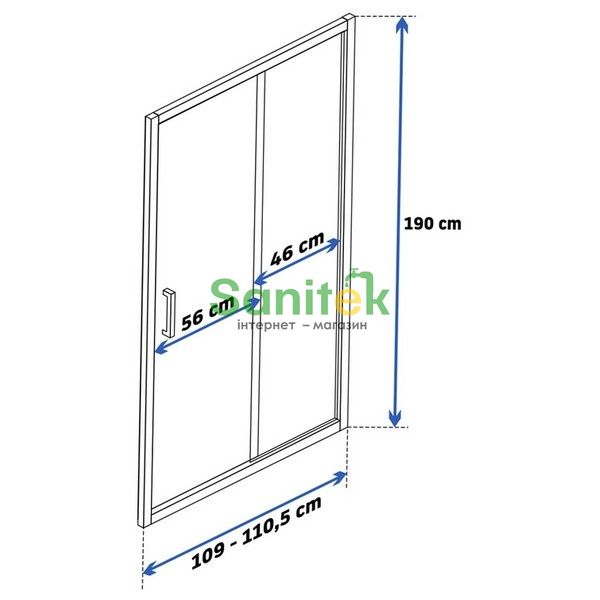 Душові двері Rea Slide Pro 110x190 (REA-K5304) профіль хром/скло прозоре 370736 фото