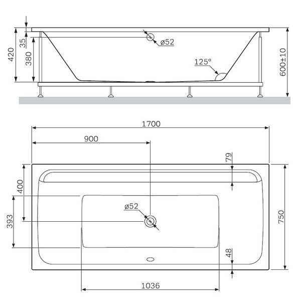 Каркас для ванны Am.Pm Inspire 2.0 170х875 (W52A-170-075W-R) 385182 фото
