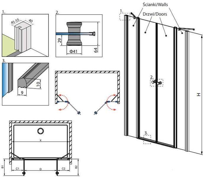 Боковая стенка Radaway Eos II DWD 670 (3799670-01-01) профиль хром/стекло прозрачное 265715 фото