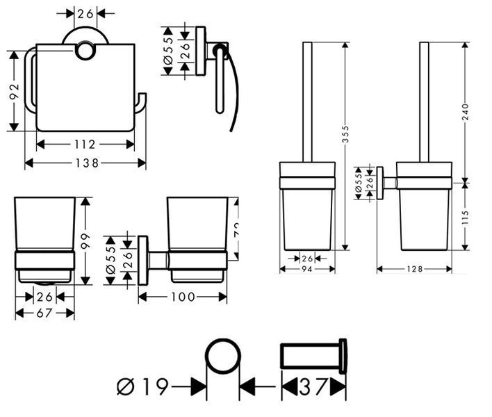 Набір аксесуарів для ванної кімнати Hansgrohe Logis 41723444 хром 262229 фото