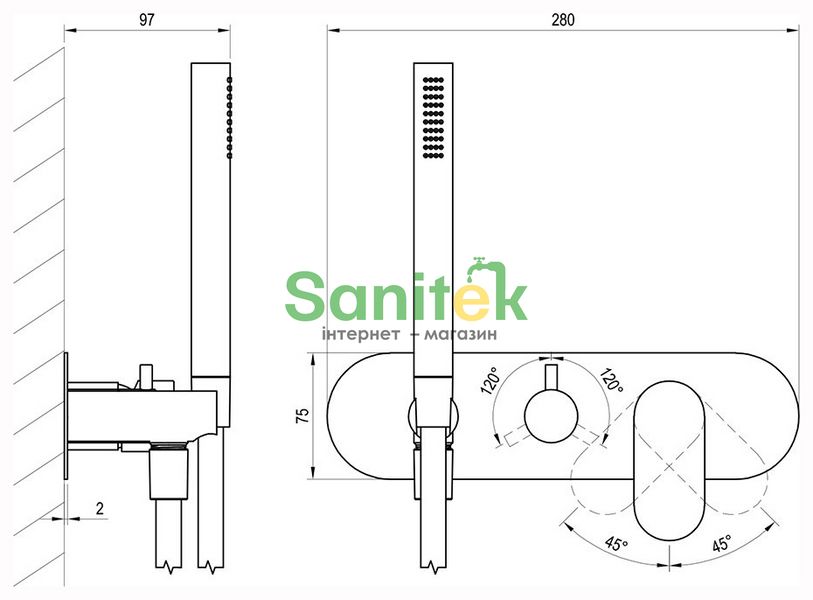 Смеситель для ванны и душа Ravak Eleganta EL 068.10WV.O3.RB07D.+S X070259 скрытого монтажа 3-х ходовой (белый бархат) 710750 фото