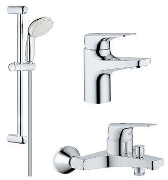 Набір змішувачів для ванної кімнати Grohe Bau Flow UA121624S0 (23752000+23601000+27598001) 382822 фото