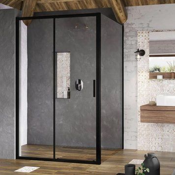 Душова кабіна Ravak Blix Slim BLSDP2+BLSPS 100x90 (X0PMA0300Z1+X9BM70300Z1) чорний профіль/скло Transparent 826087 фото