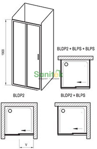 Душові двері Ravak Blix BLDP2-100 (0PVA0C00ZG) полірований профіль/скло Grape 151524 фото