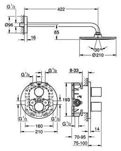 Душова система Grohe Grohtherm 3000 Cosmopolitan 26262000 з термостатом (хром) 136308 фото