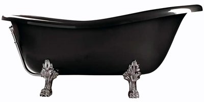 Ванна акрилова Besco Otylia 170x77 окремостояча з хромованими ніжками (чорний/чорний) 682822 фото