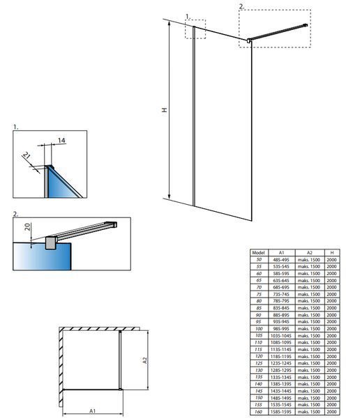 Душевая кабина Radaway Modo New II 125 Walk-In (389125-01-01) профиль хром/стекло прозрачное 279321 фото