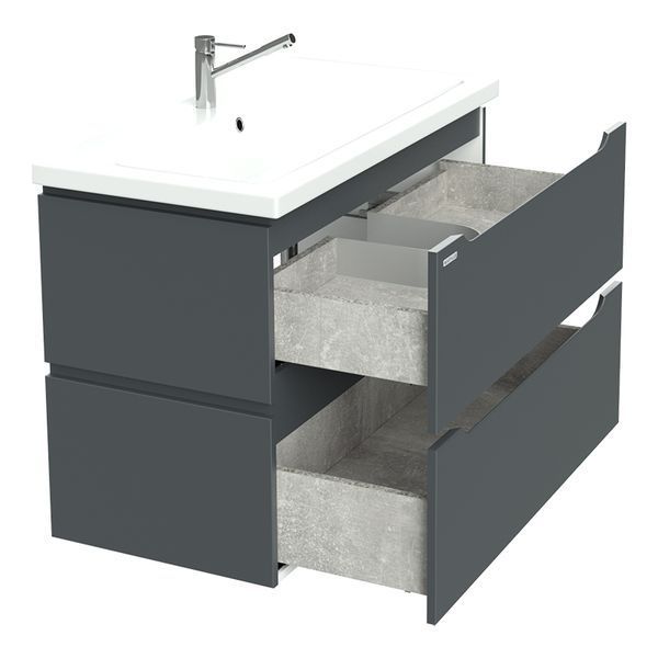 Тумба с умывальником Nautilus Double 90 с умывальником Geberit Smyle Square 90 (серый полуматовый) 872066 фото
