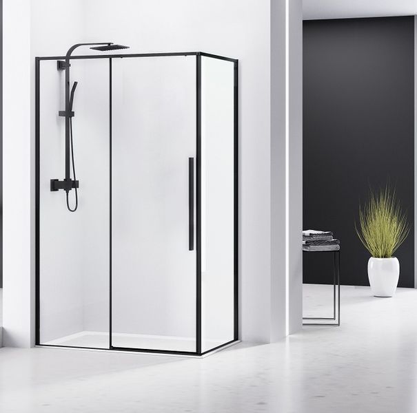 Душевая кабина Eger A Lany 120x80 (599-550 Black) чёрный профиль/стекло прозрачное с поддоном 271419 фото