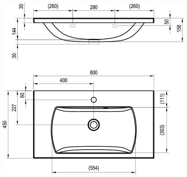 Умывальник Ravak Classic II 800x450 мм N (XJX01180000) 646857 фото