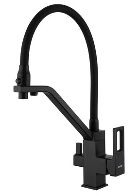 Змішувач для кухні Gappo G4317-6 з душем та підключенням питної води (чорний матовий) 927230 фото