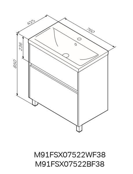 Тумба з умивальником Am.Pm Gem S 75 см (M91-FSX0752-WC0752BF38) білий/базальт 534826 фото