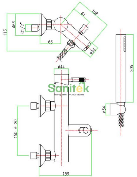 Смеситель для ванны Fiore Xenon 44NN5150 (чёрный матовый) 305349 фото