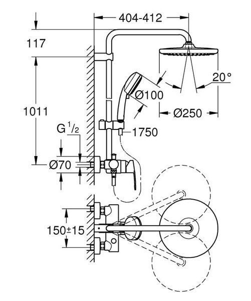 Душевая система Grohe Tempesta Cosmopolitan 250 26673000 (хром) 382891 фото