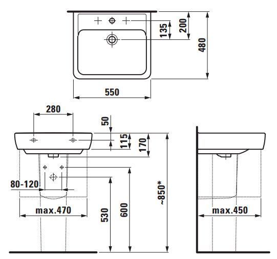 Умывальник Laufen Pro 55x48 см (H8189510001091) 160947 фото