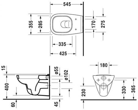 Унитаз подвесной Duravit D-Code 45351900A1 с сиденьем 0067310000 138527 фото