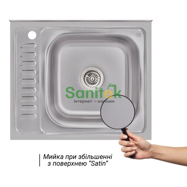Кухонна мийка Lidz 6050-R Satin 0,6 мм (LIDZ6050R06SAT) накладна права 384985 фото