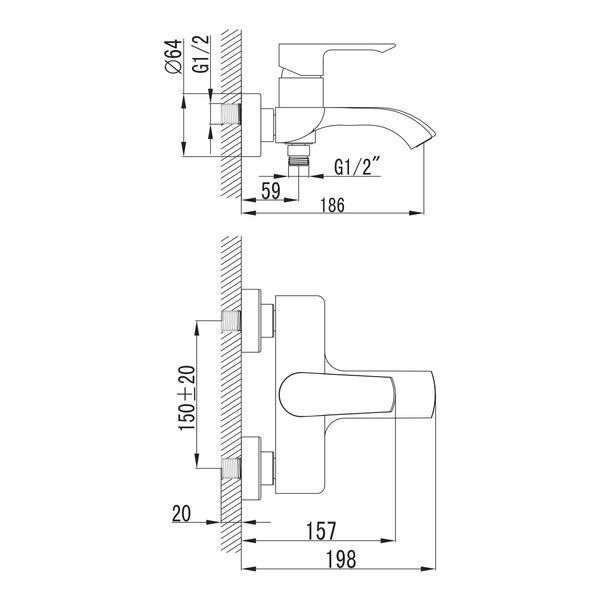 Змішувач для ванни Imprese Vyskov SET20230608 (10340+T-00301SQ) з душовою системою Imprese Bila Desne (хром) 824836 фото