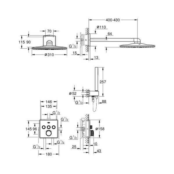 Душова система Grohe Grohtherm Cube 34804000 з термостатом (хром) 421898 фото