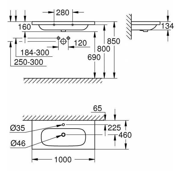 Умывальник Grohe Euro Ceramic 100x46 см 3958500H PureGuard 277261 фото